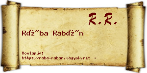 Rába Rabán névjegykártya